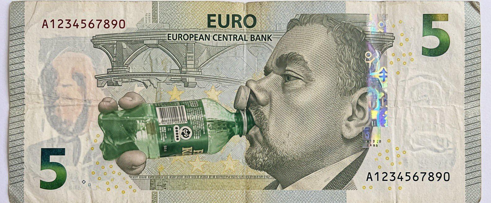 Satirischer Entwurf eines Fünf-Euro-Scheins