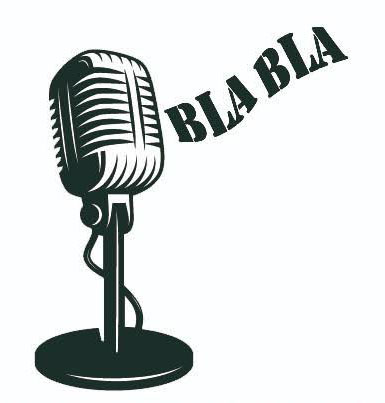 Gezeichnetes Mikrofon mit den Worten Bla Bla